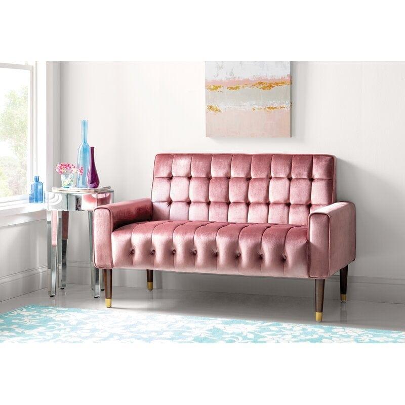 Velvet Square Arm Loveseat - Ouch Cart