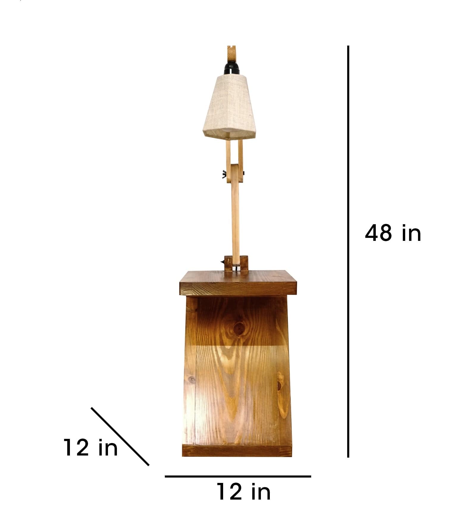 Patrice Wooden Floor Lamp with Brown Base and Jute Fabric Lampshade (BULB NOT INCLUDED)