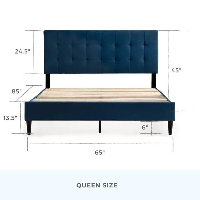 Peters Tufted Upholstered Low Profile Platform Bed - Ouch Cart