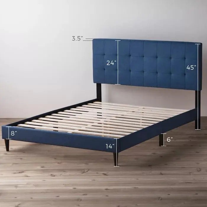Peters Tufted Upholstered Low Profile Platform Bed - Ouch Cart