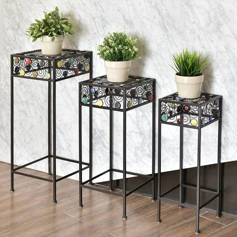 Plant Stand: 3 Pieces Square Decor Metal Plant Stand - Ouch Cart