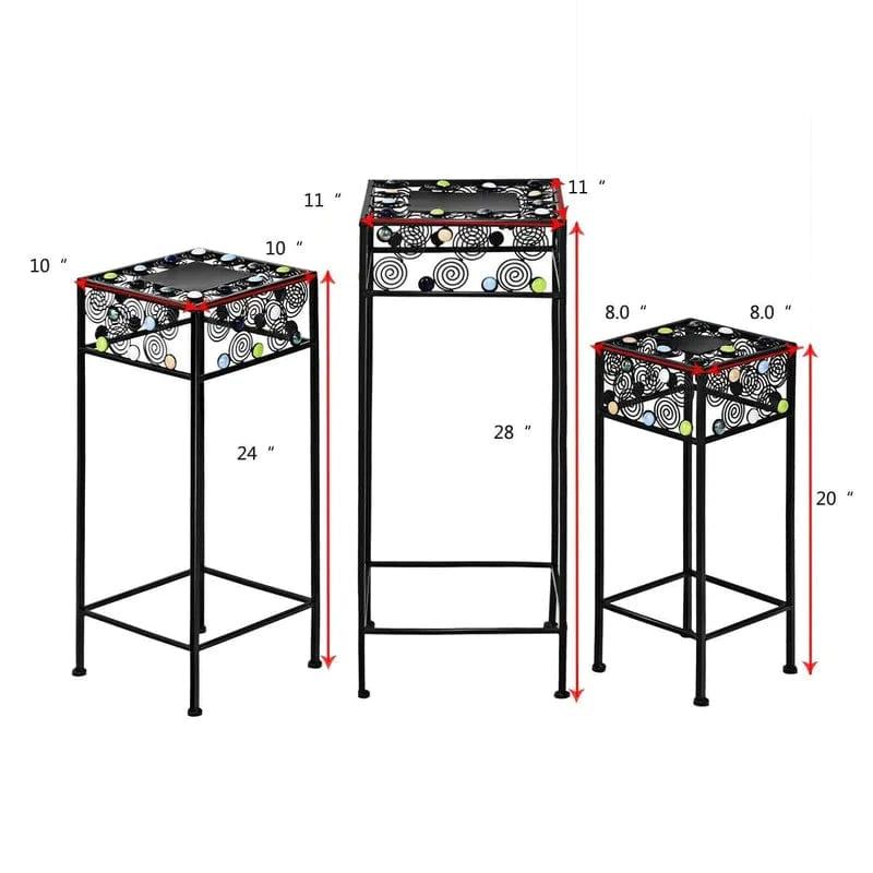 Plant Stand: 3 Pieces Square Decor Metal Plant Stand - Ouch Cart