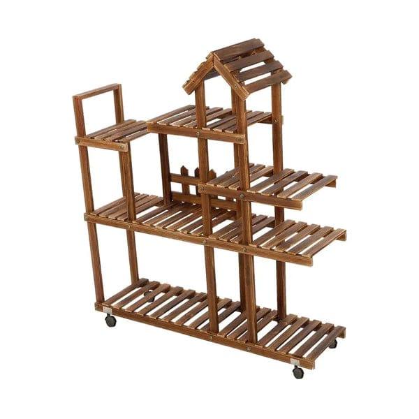Plant Stand: Free Form Multi-Tiered Solid Wood Plant Stand - Ouch Cart