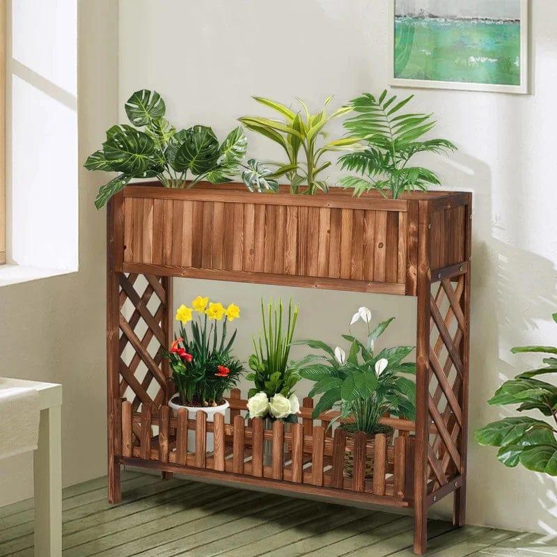 Plant Stand: Rectangular Multi-Tiered Bamboo Plant Stand - Ouch Cart