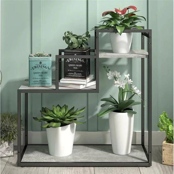 Plant Stand: Rectangular Multi-Tiered Plant Stand (Light Concrete) - Ouch Cart