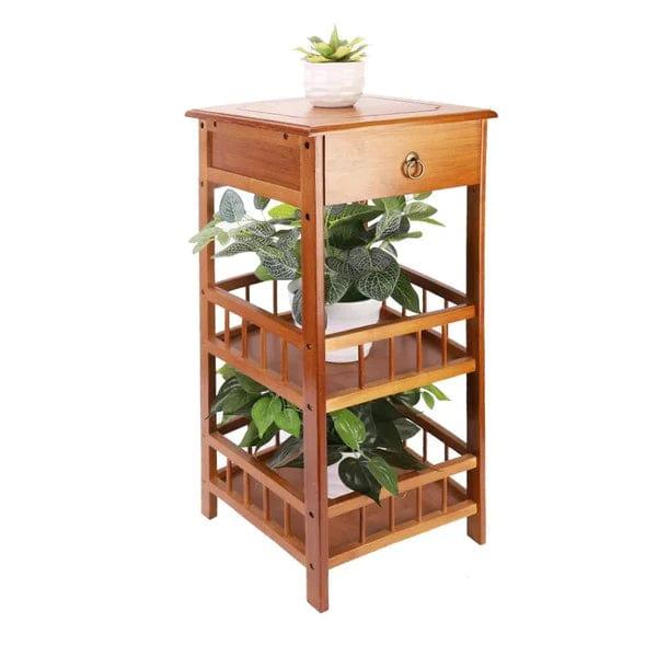Plant Stand: Square Multi-Tiered Bamboo Plant Stand - Ouch Cart