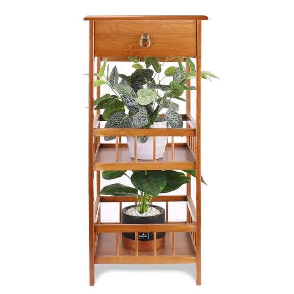 Plant Stand: Square Multi-Tiered Bamboo Plant Stand - Ouch Cart