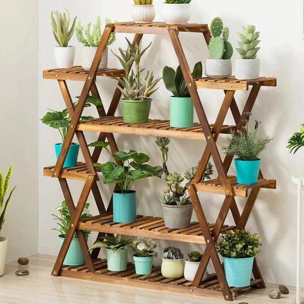 Plant Stand: Wood Square Etagere Plant Stand - Ouch Cart