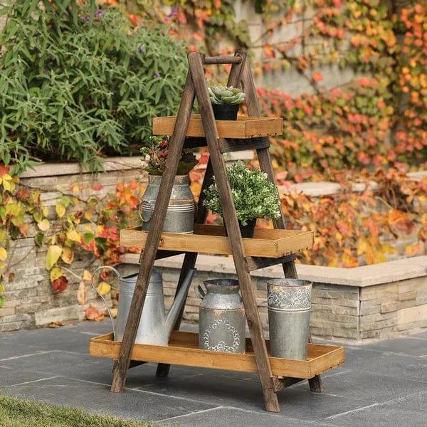 Plant Stand: Wooden 3 Shelve Plant Stand - Ouch Cart