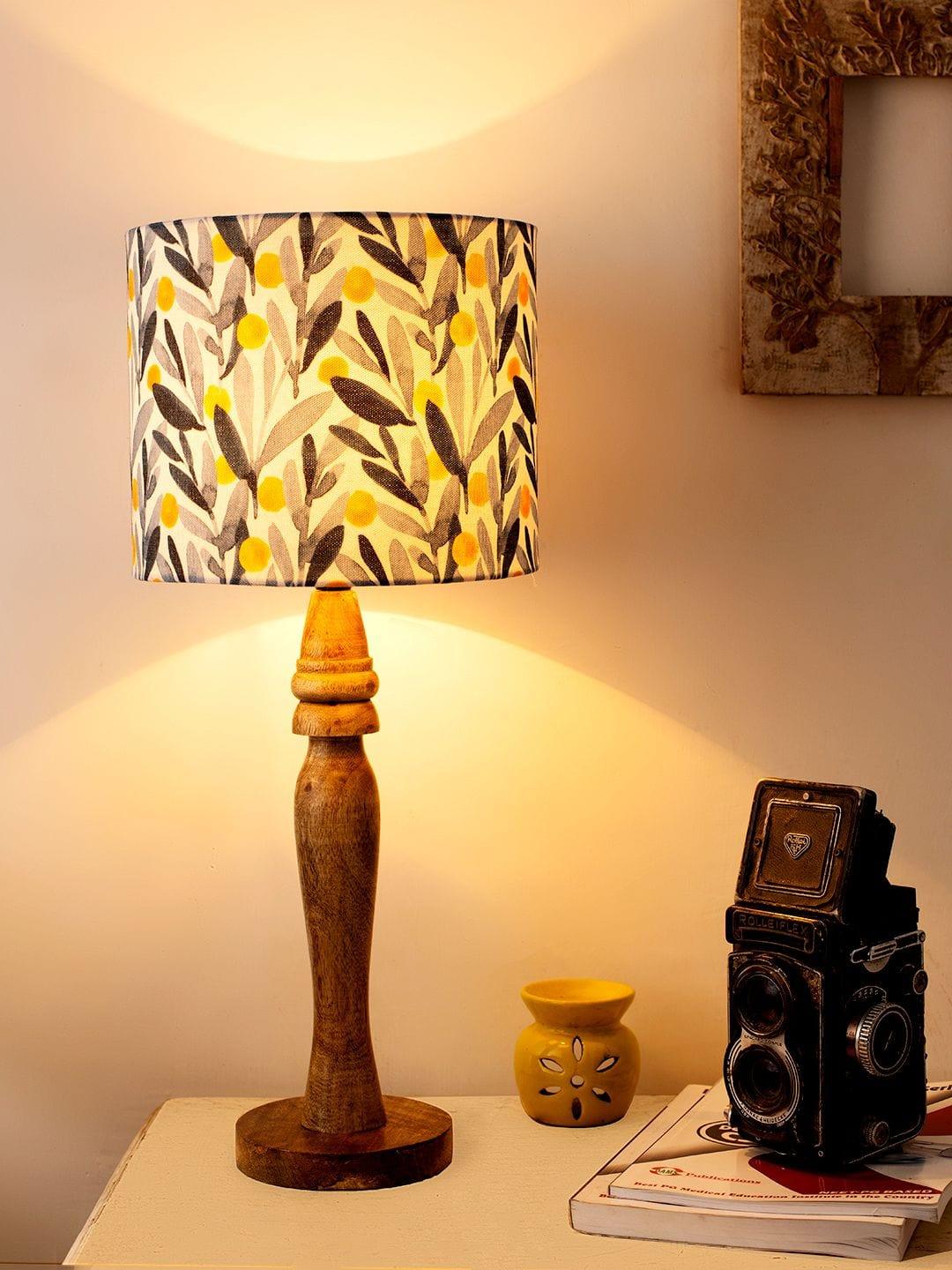 Wooden Leafy Print Lamp - Ouch Cart