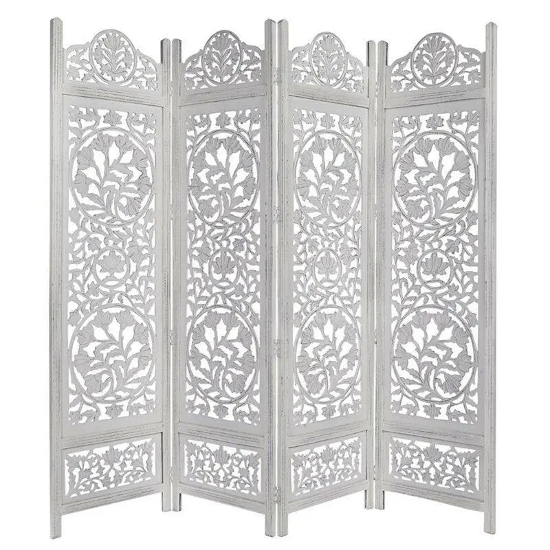 4 - Panel Solid Wood Folding Room Divider - Ouch Cart