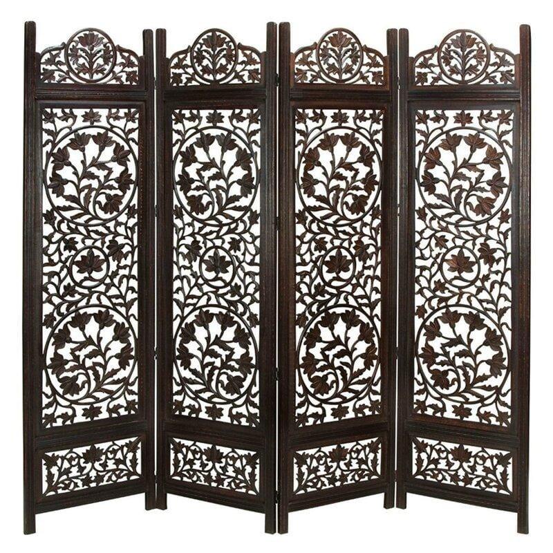 4 - Panel Solid Wood Folding Room Divider - Ouch Cart