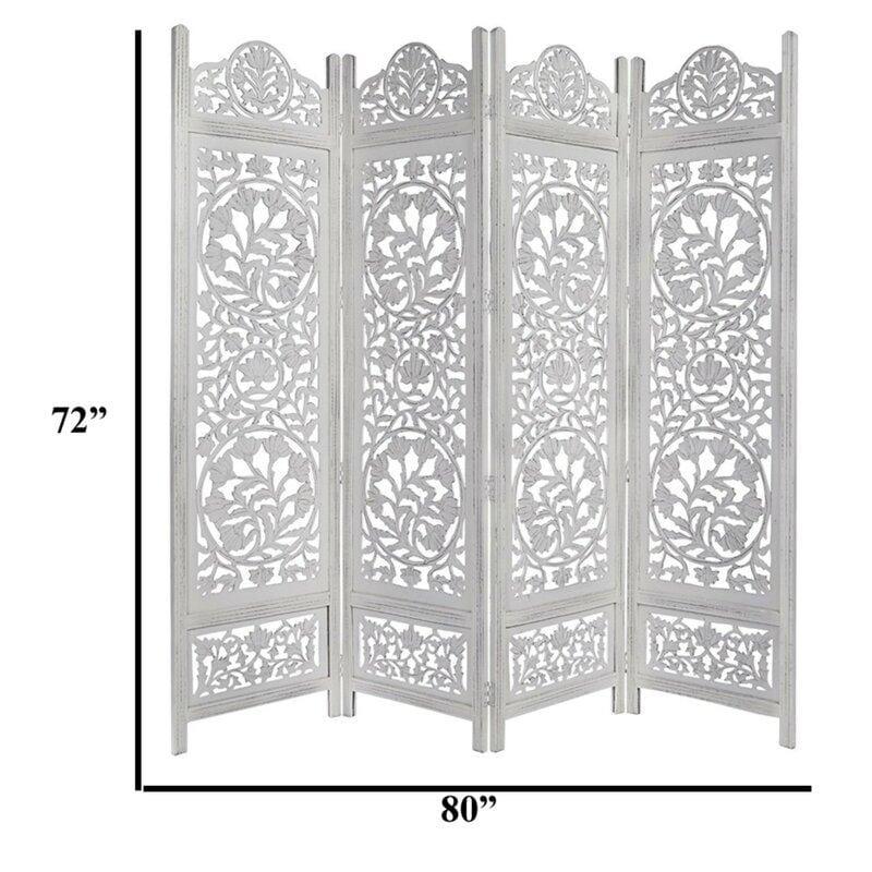 4 - Panel Solid Wood Folding Room Divider - Ouch Cart