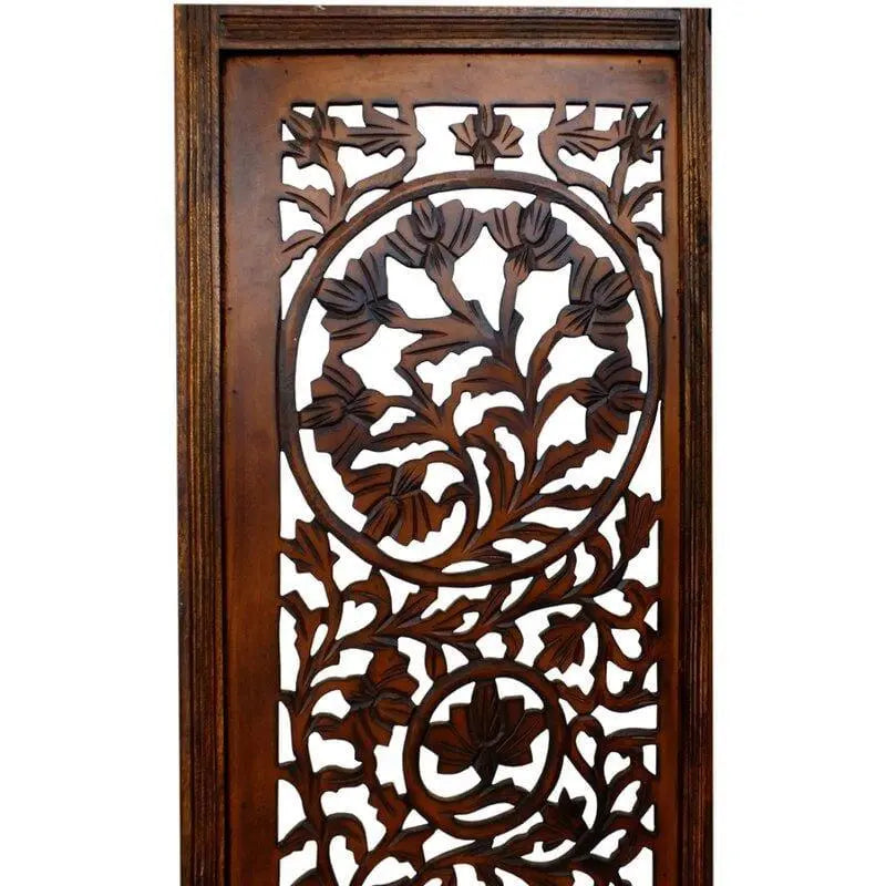 4 - Panel Solid Wood Folding Room Divider - Ouch Cart