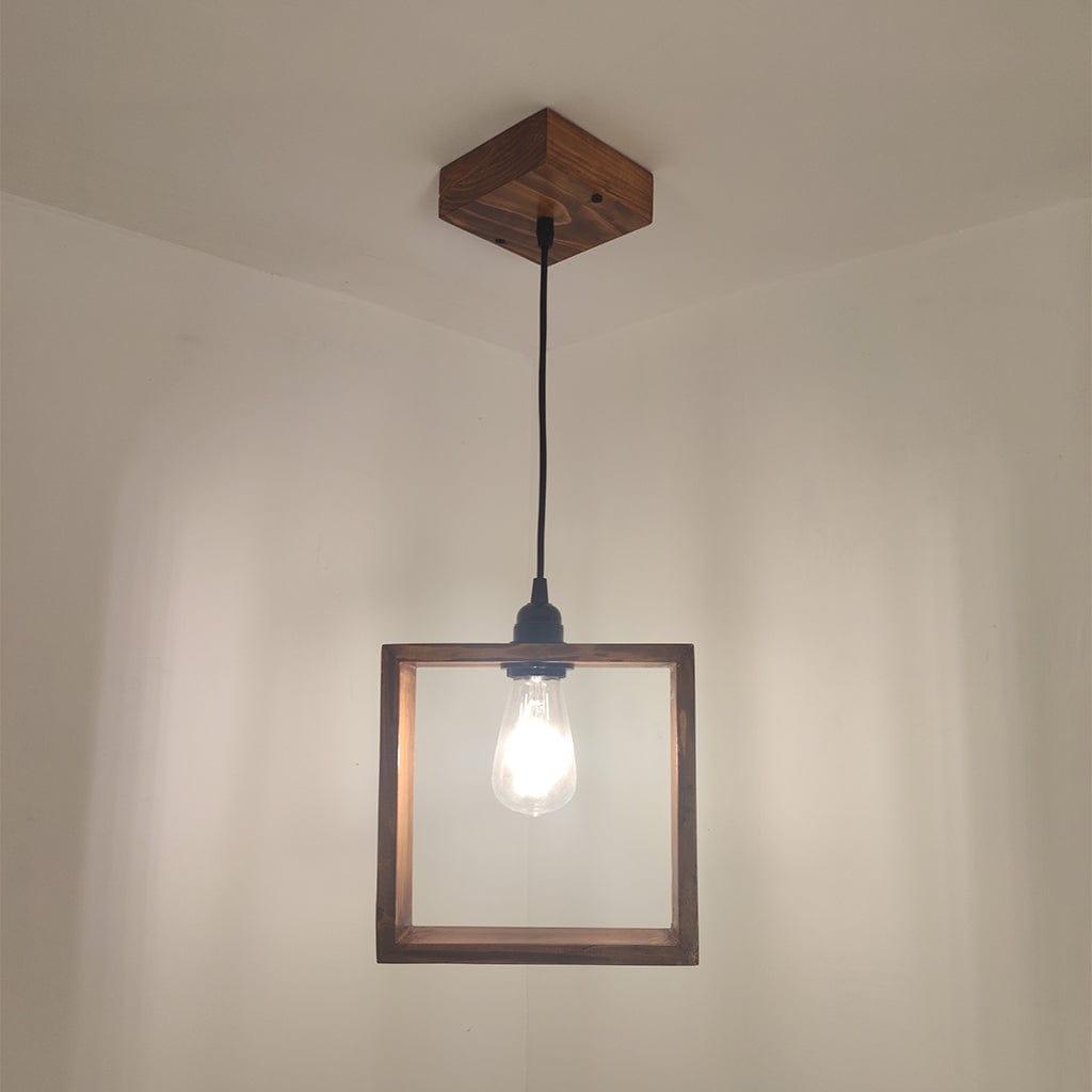 Quattro Brown Wooden Single Hanging Lamp - Ouch Cart