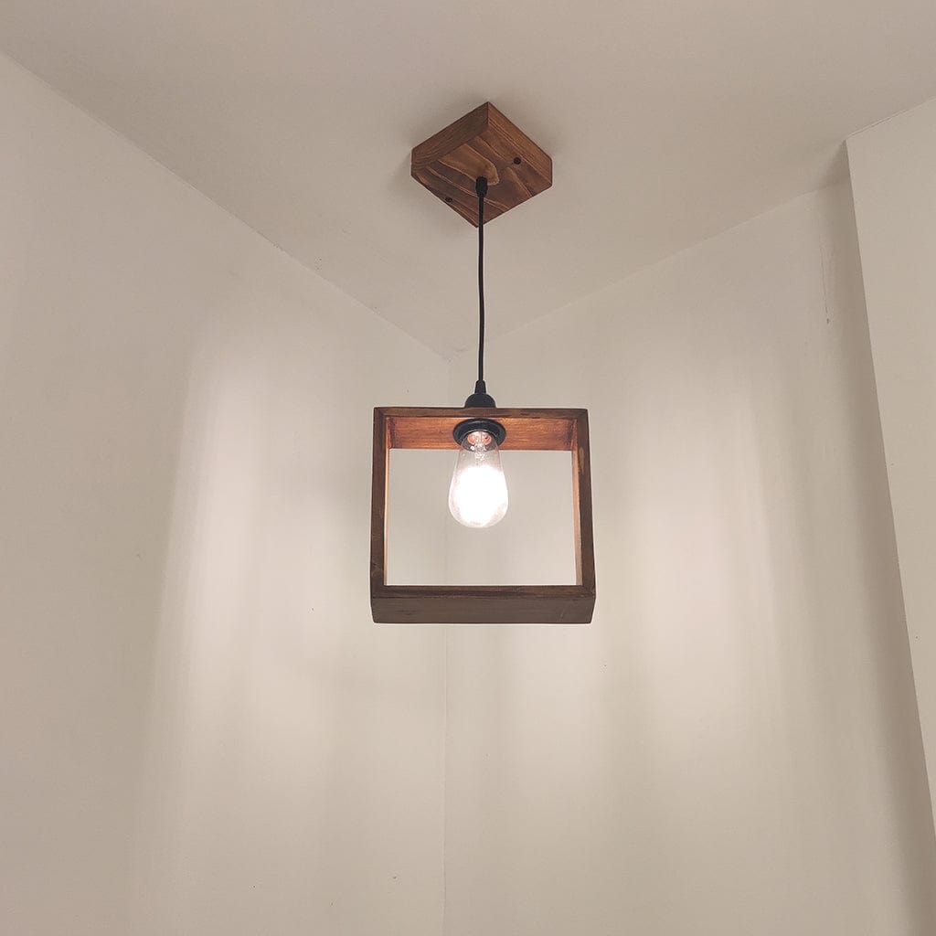 Quattro Brown Wooden Single Hanging Lamp