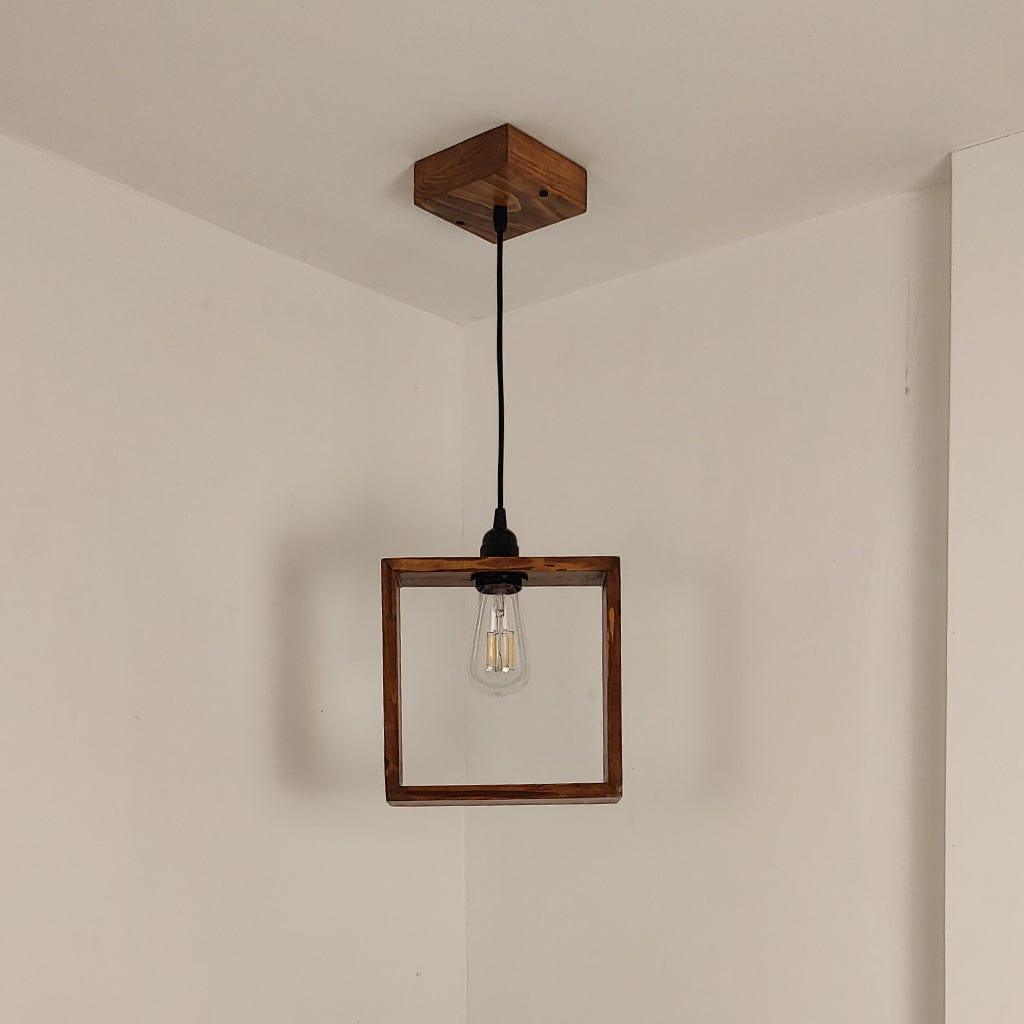 Quattro Brown Wooden Single Hanging Lamp - Ouch Cart