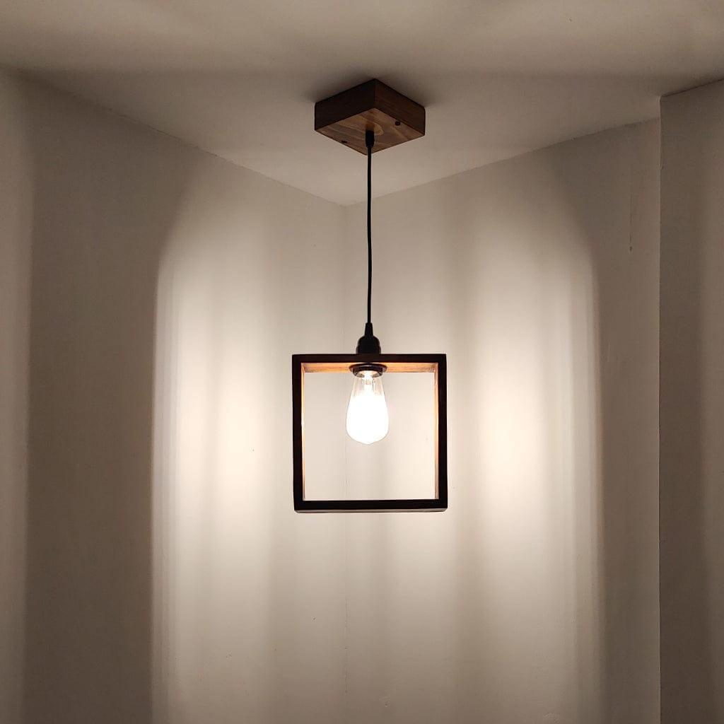 Quattro Brown Wooden Single Hanging Lamp - Ouch Cart