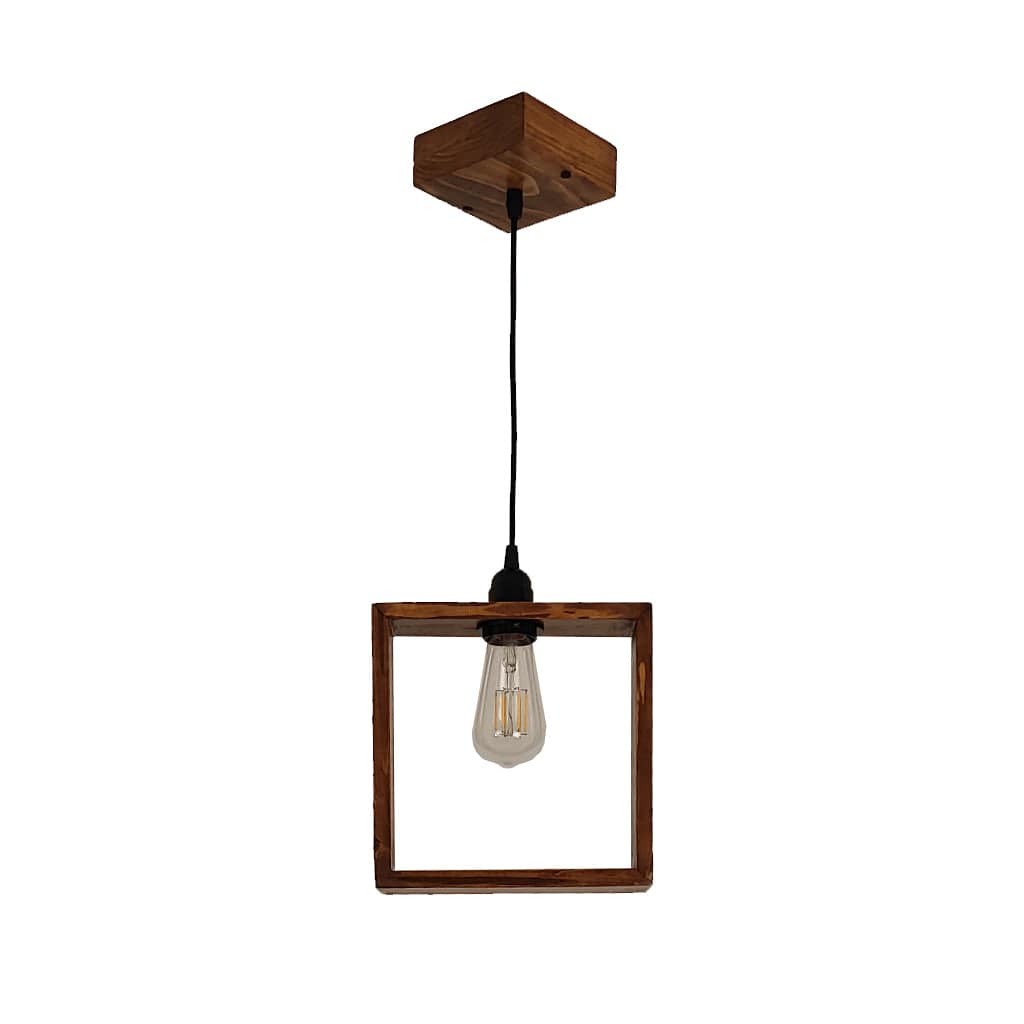 Quattro Brown Wooden Single Hanging Lamp