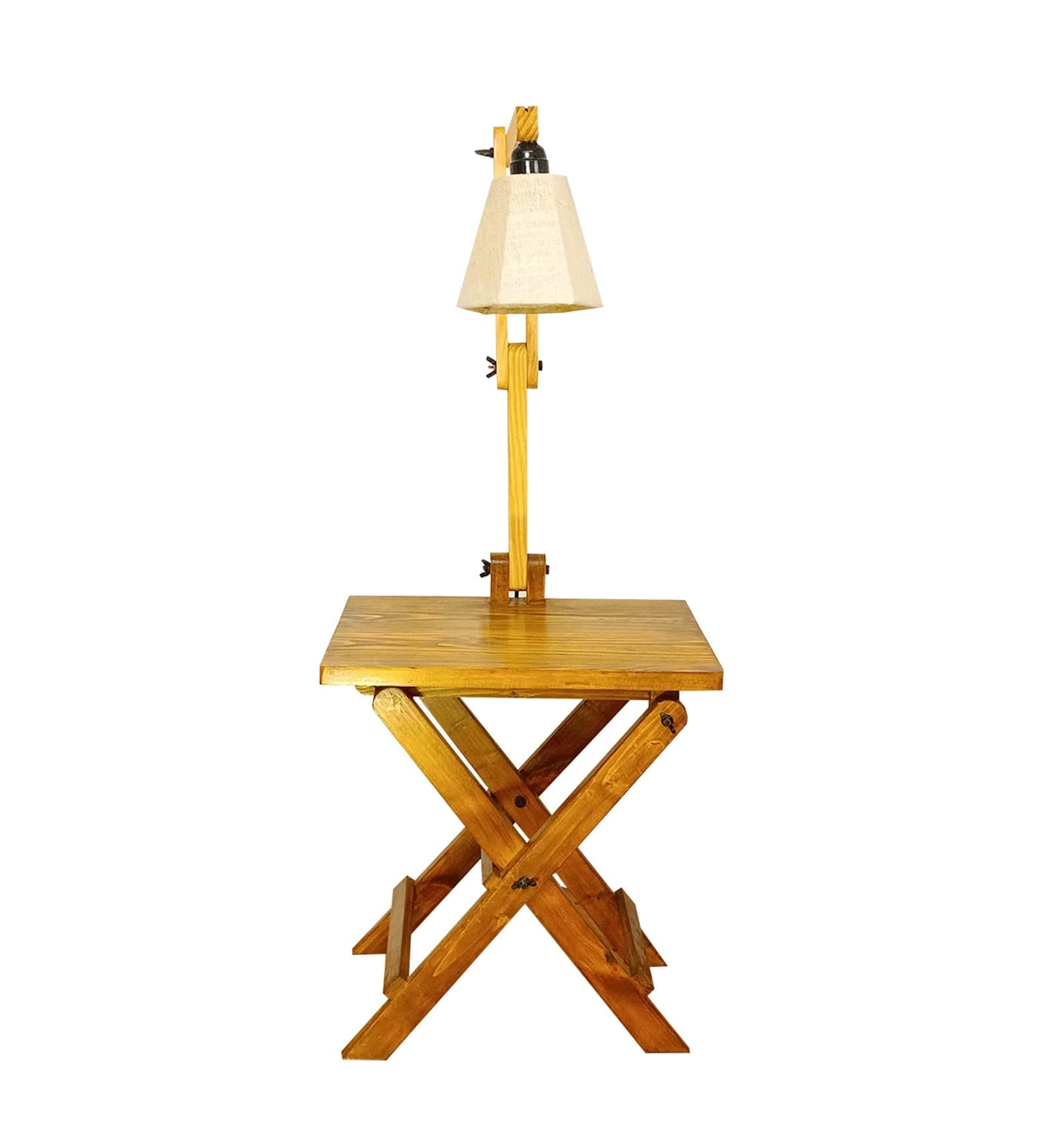 Regis Wooden Floor Lamp with Brown Base and Jute Fabric Lampshade (BULB NOT INCLUDED)