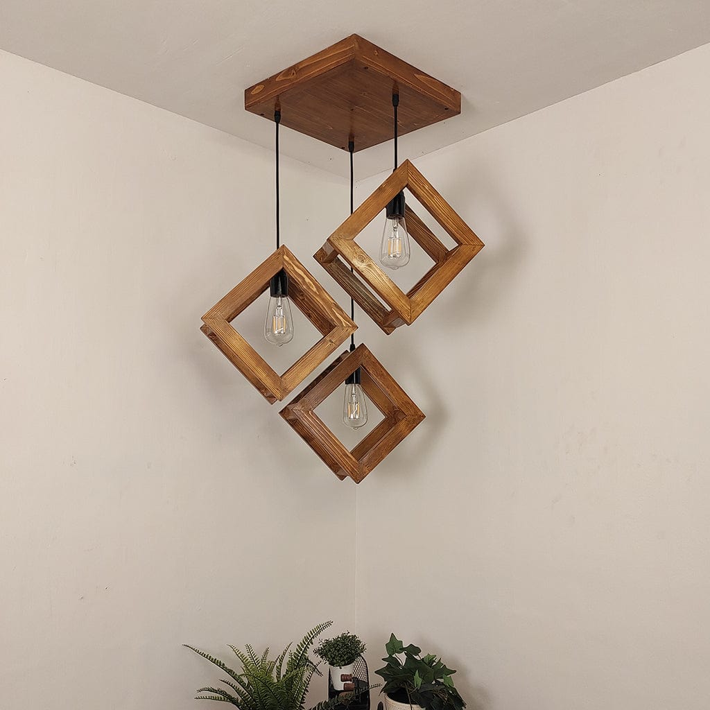 Rhombus Brown Cluster Hanging Lamp (BULB NOT INCLUDED)