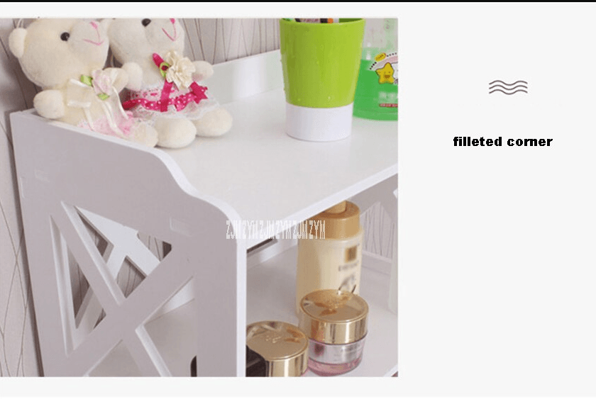 Toilet PVC Storage Bathroom 2 Feet Vanity Floor Standing Shelf Storage Cabinet With Free Soap Dish By Miza - Ouch Cart