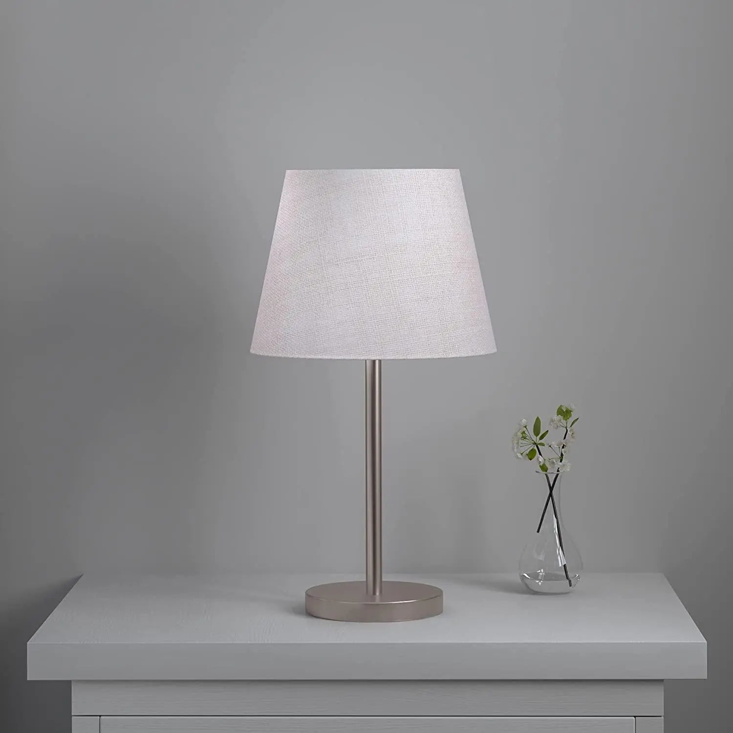 Modern & Sleek Stainless Steel Silver Finish Table Lamp 10 Inches - Ouch Cart