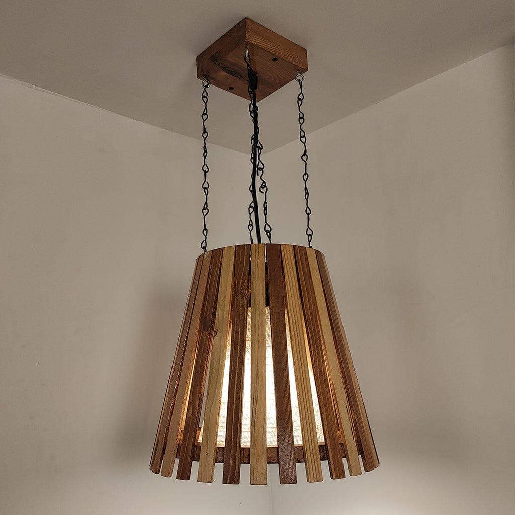 Soyuz Beige & Brown Wooden Single Hanging Lamp - Ouch Cart