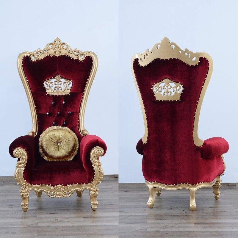 Wooden Luxurious Maharaja High Back throne Gold Leaf Chair - Ouch Cart