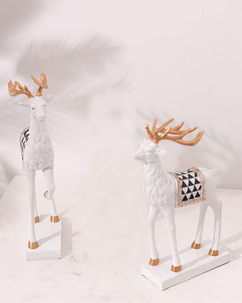 Decorative White Color Deer Sculpture For Home Decoration, Office Decor, Wedding, Gifts- (Pack Of 2) - Ouch Cart