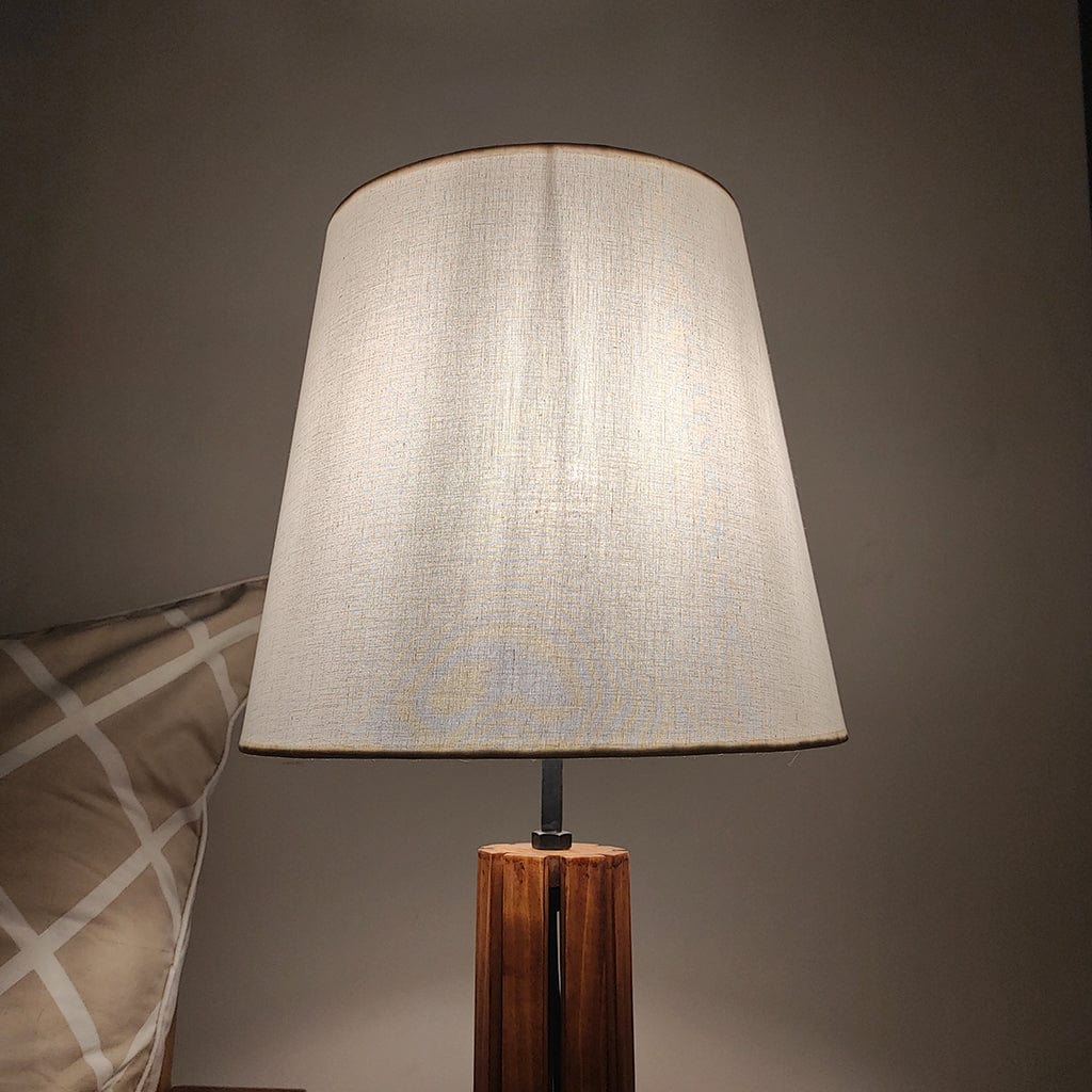 TallBoy Wooden Table Lamp with Brown Base and Premium White Fabric Lampshade (BULB NOT INCLUDED)