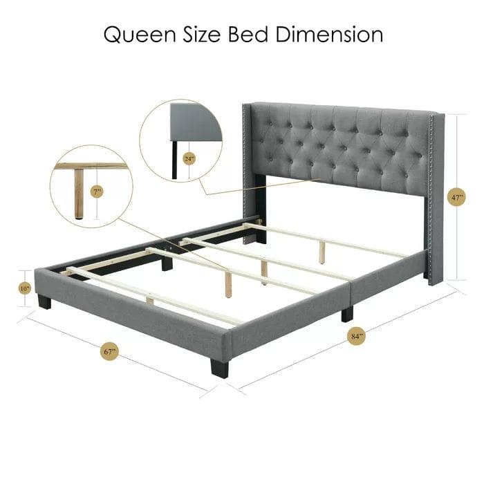 Tianna Tufted Upholstered Low Profile Standard Bed - Ouch Cart