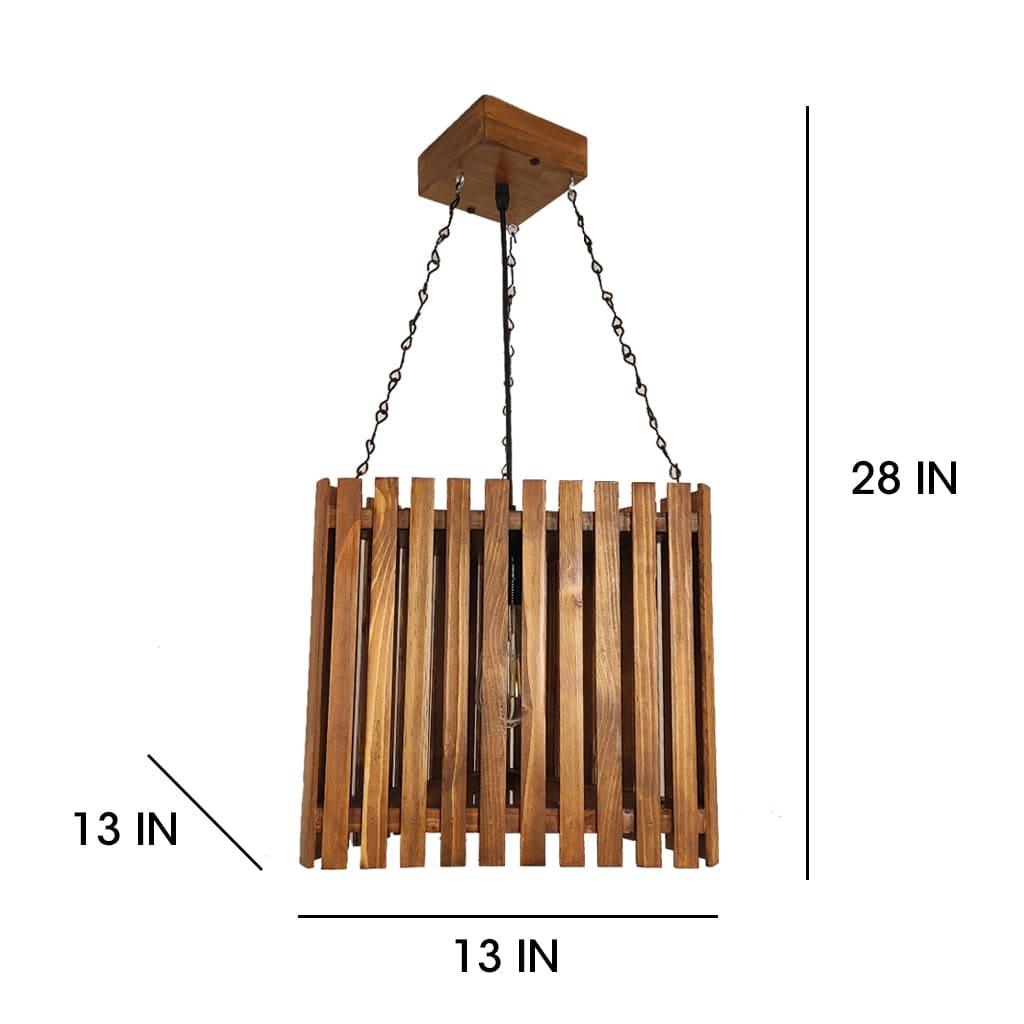 Trikona Brown Wooden Single Hanging Lamp - Ouch Cart