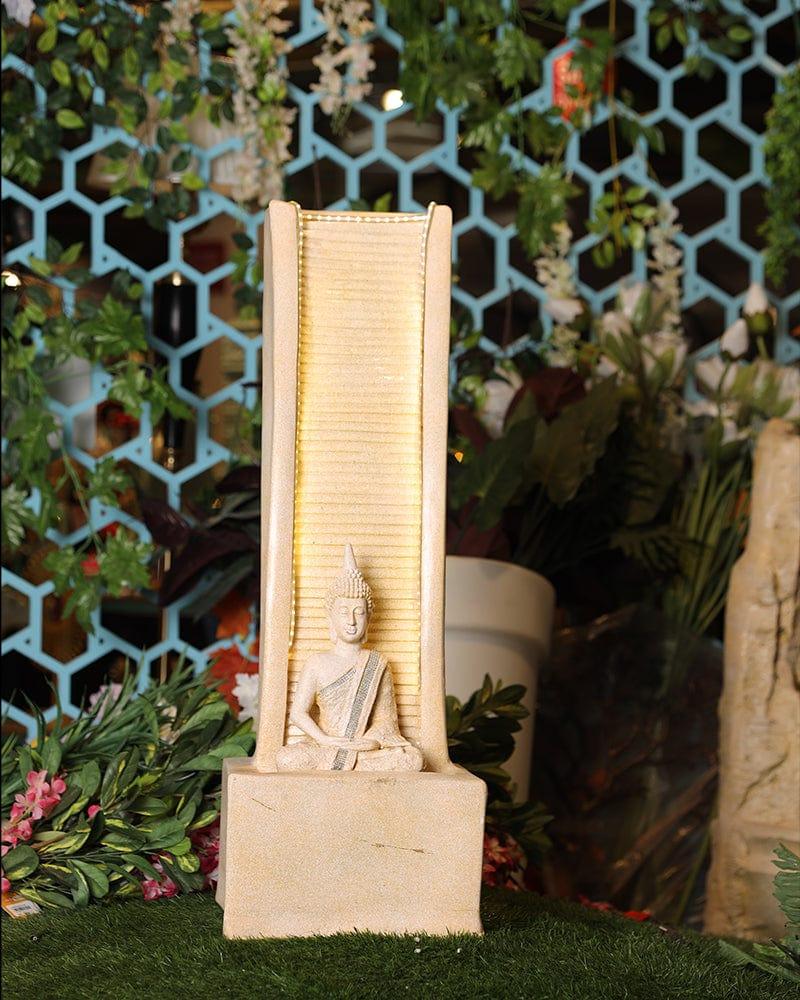Cream Sleek Garden Buddha Water Fountain For Home Decor - Ouch Cart