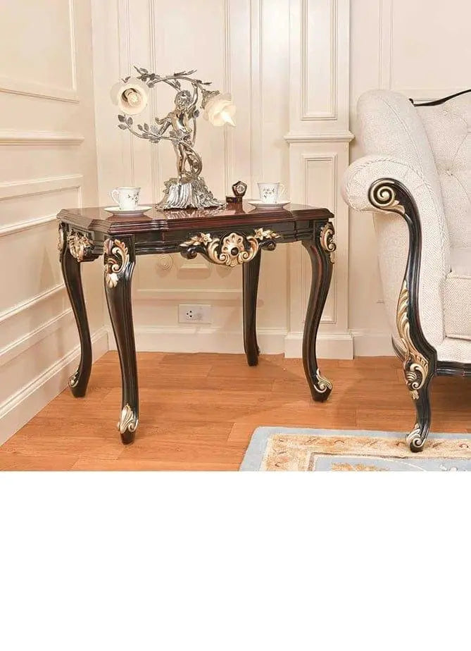 Carved Consoled Side Table in Finished Teak Wood - Ouch Cart