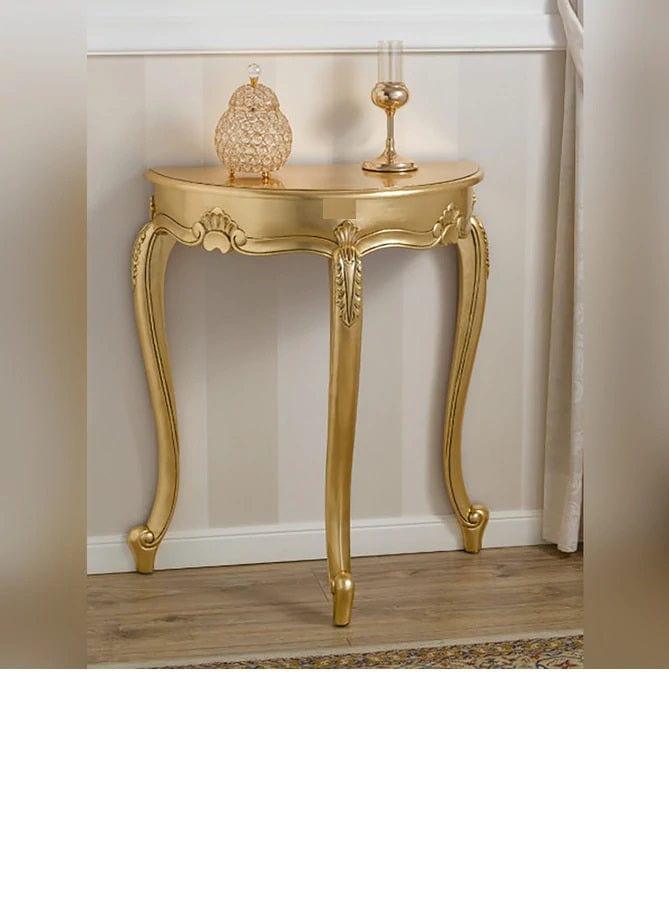 Console Table Arlette Half Moon French Baroque Style (Golden Leaf) - Ouch Cart