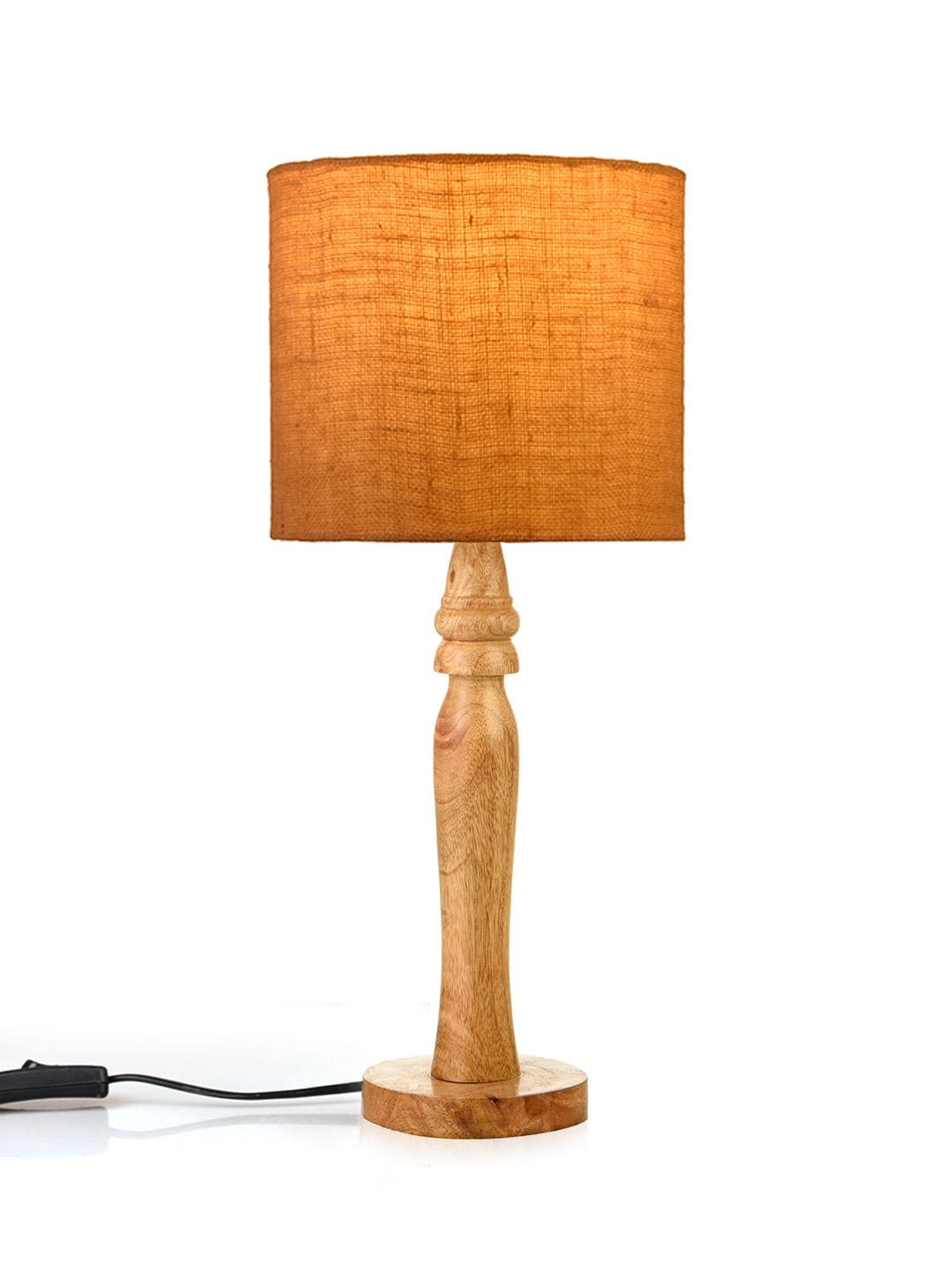 Round Brown Lamp with Brown Jute Shade