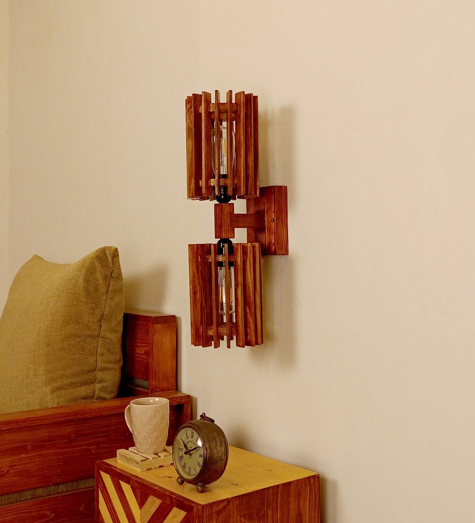 Ventus Duo Brown Wooden Wall Light (BULB NOT INCLUDED)
