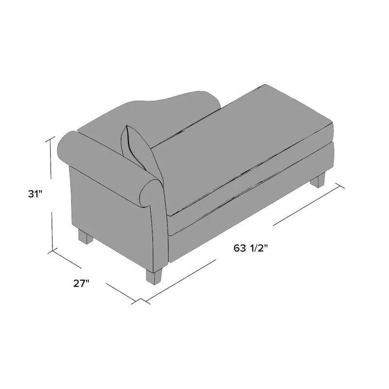 One Left-Arm Chaise Recessed Arms Chaise Lounge with Storage - Ouch Cart