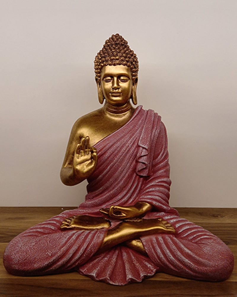 Golden & Pink Polyresin Buddha Figurine