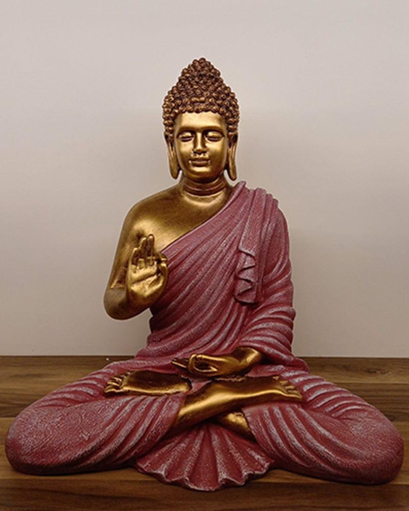 Golden & Pink Polyresin Buddha Figurine - Ouch Cart
