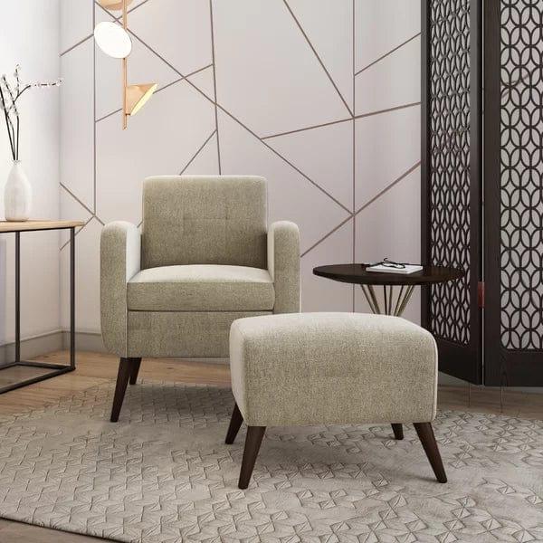 Wesson Wide Tufted Armchair and Ottoman - Ouch Cart