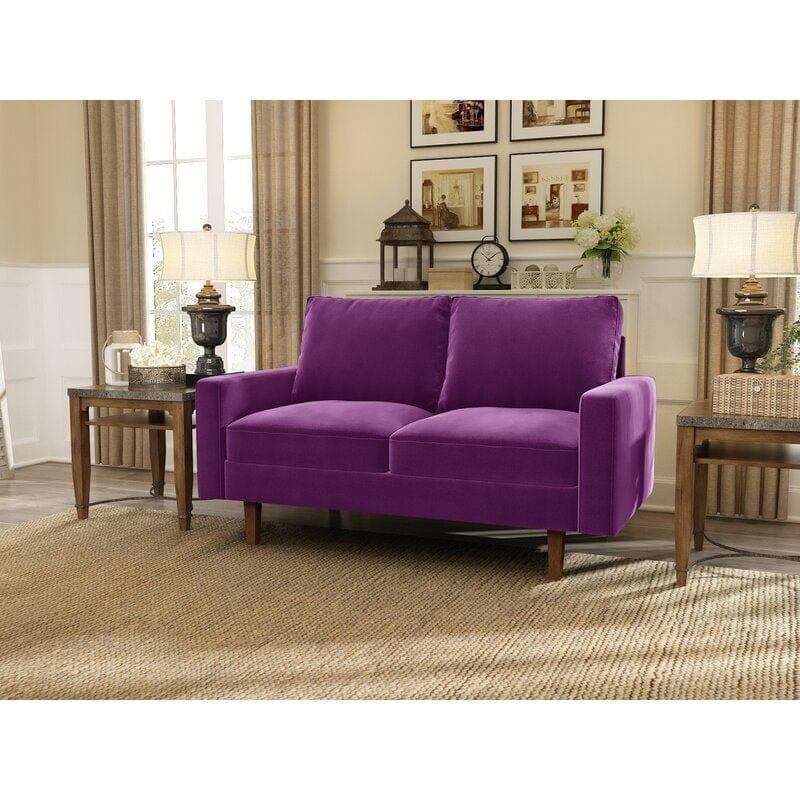 Velvet Square Arm Loveseat - Ouch Cart