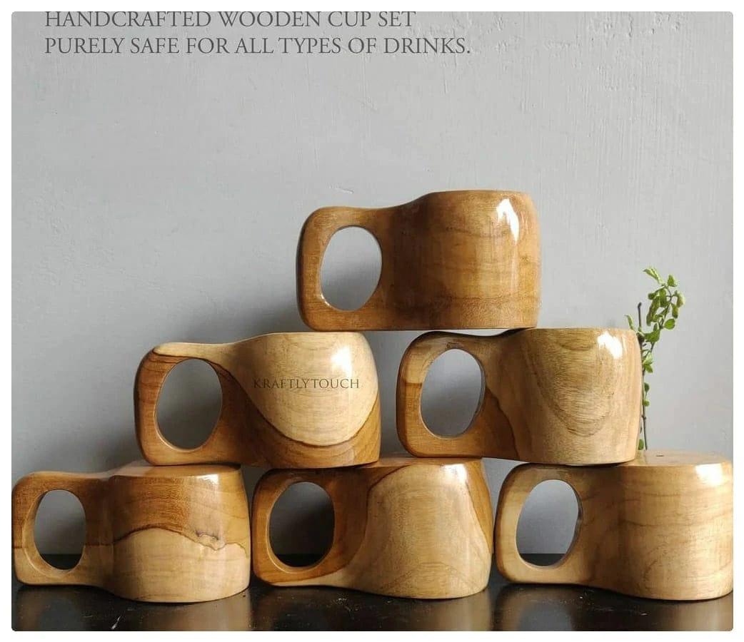 WOODENIBIS PREMIUM CUPS || TEAK WOOD || ( SET OF 6 ) - Ouch Cart