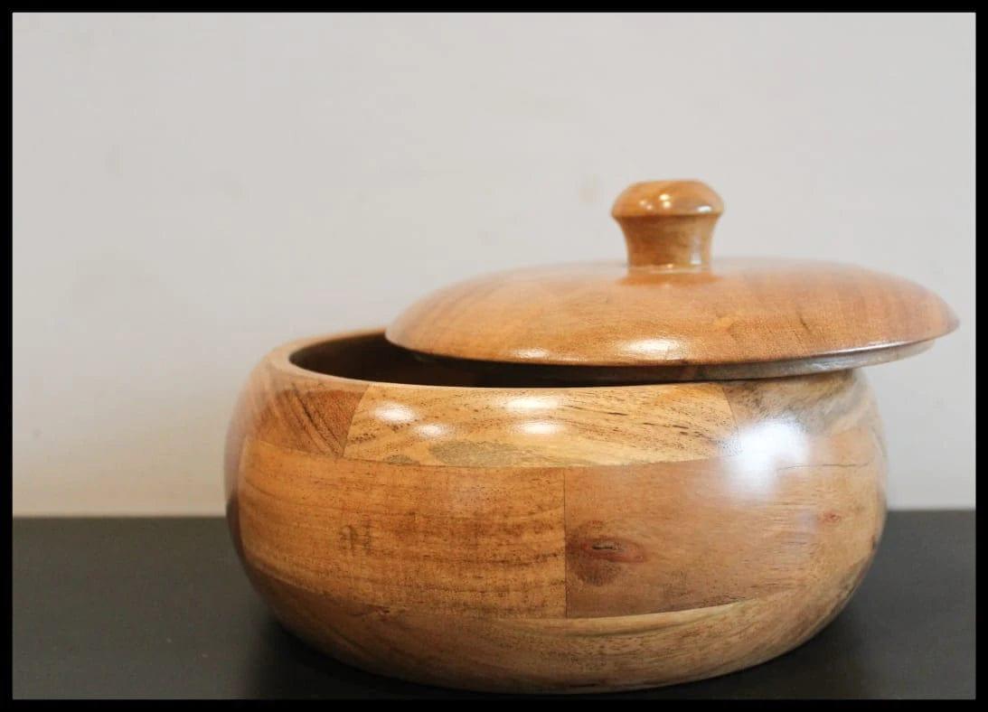 ACACIA WOOD CHAPATI BOX CUM SERVING BOWL || FOOD GRADE - Ouch Cart