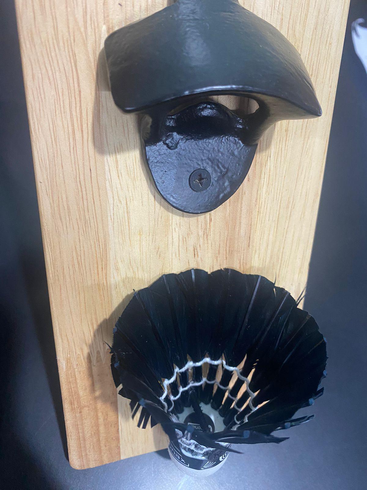 Solid Cool Shuttlecock Wall Mounted Wooden Bottle Opener ( With Complementary Coaster ) By Miza - Ouch Cart