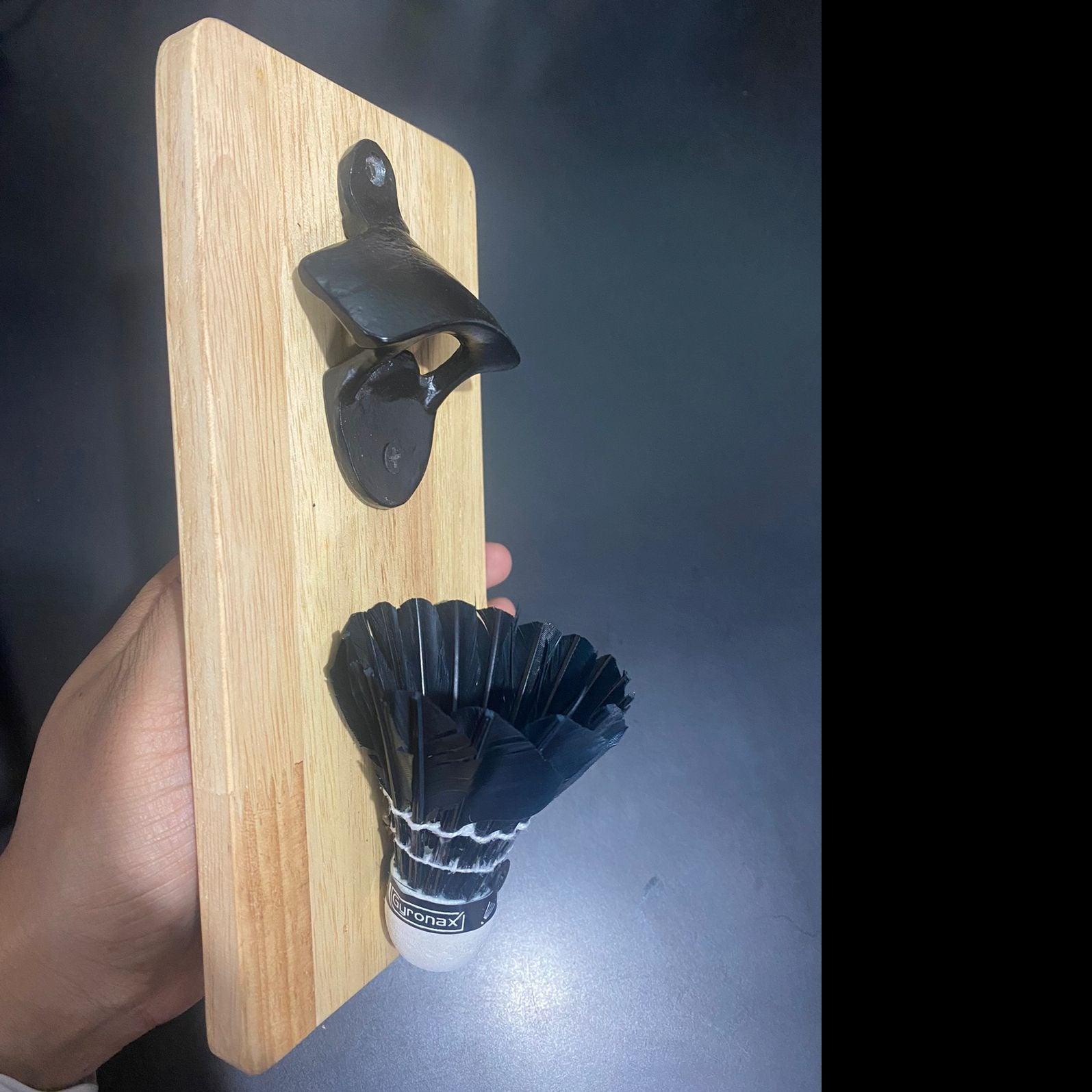 Solid Cool Shuttlecock Wall Mounted Wooden Bottle Opener ( With Complementary Coaster ) By Miza - Ouch Cart