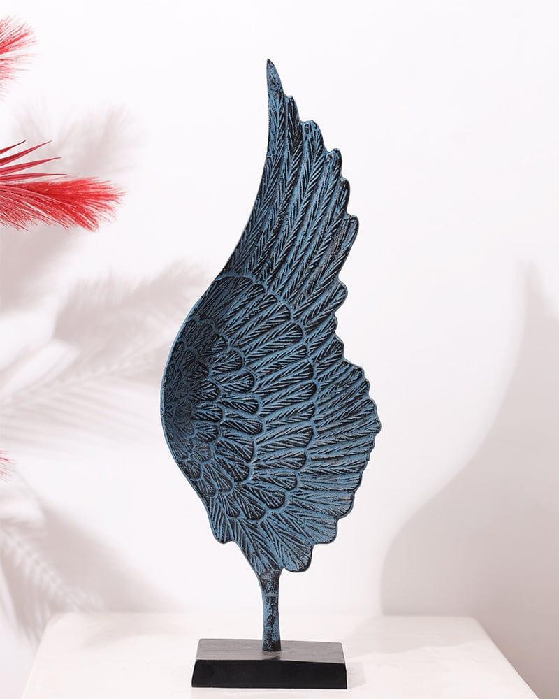Metal Blue Color Right Angel Wings Table Top Showpiece (Pack Of 1) For Home Decoration, Living Room & Office - Ouch Cart