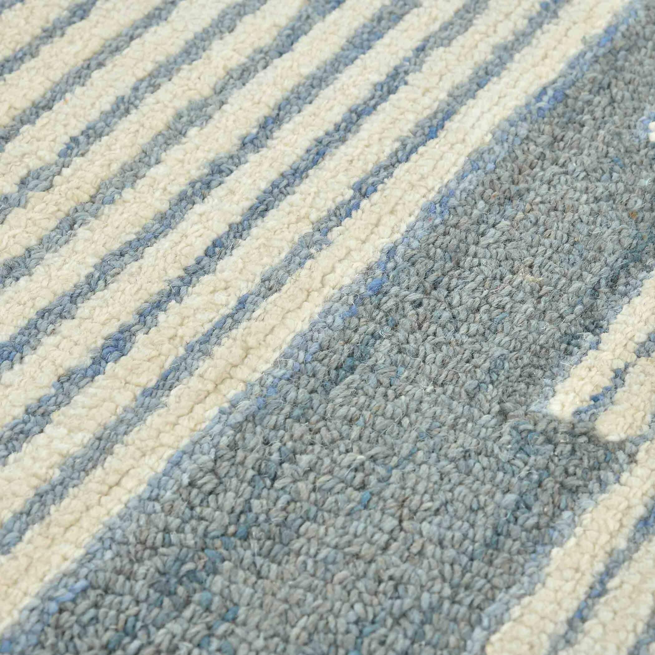 Blue Wool Chicago 5x8 Feet Hand-Tufted Carpet Rug - Ouch Cart