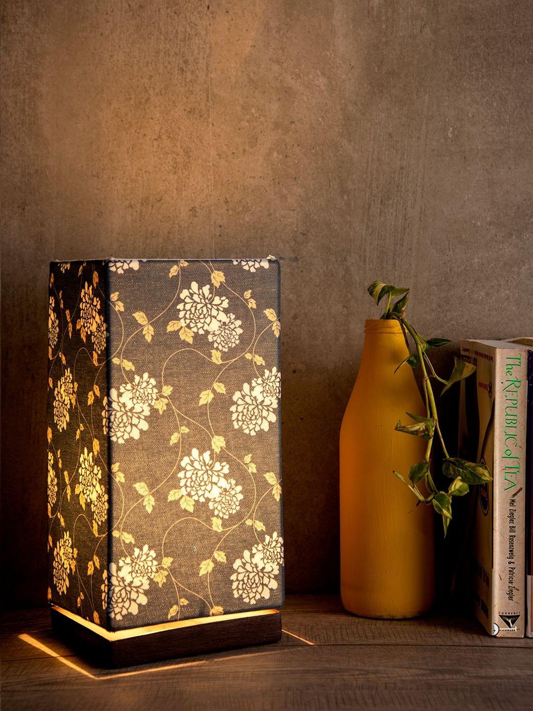 Golden Leaves Lamp with Wooden Base - Ouch Cart